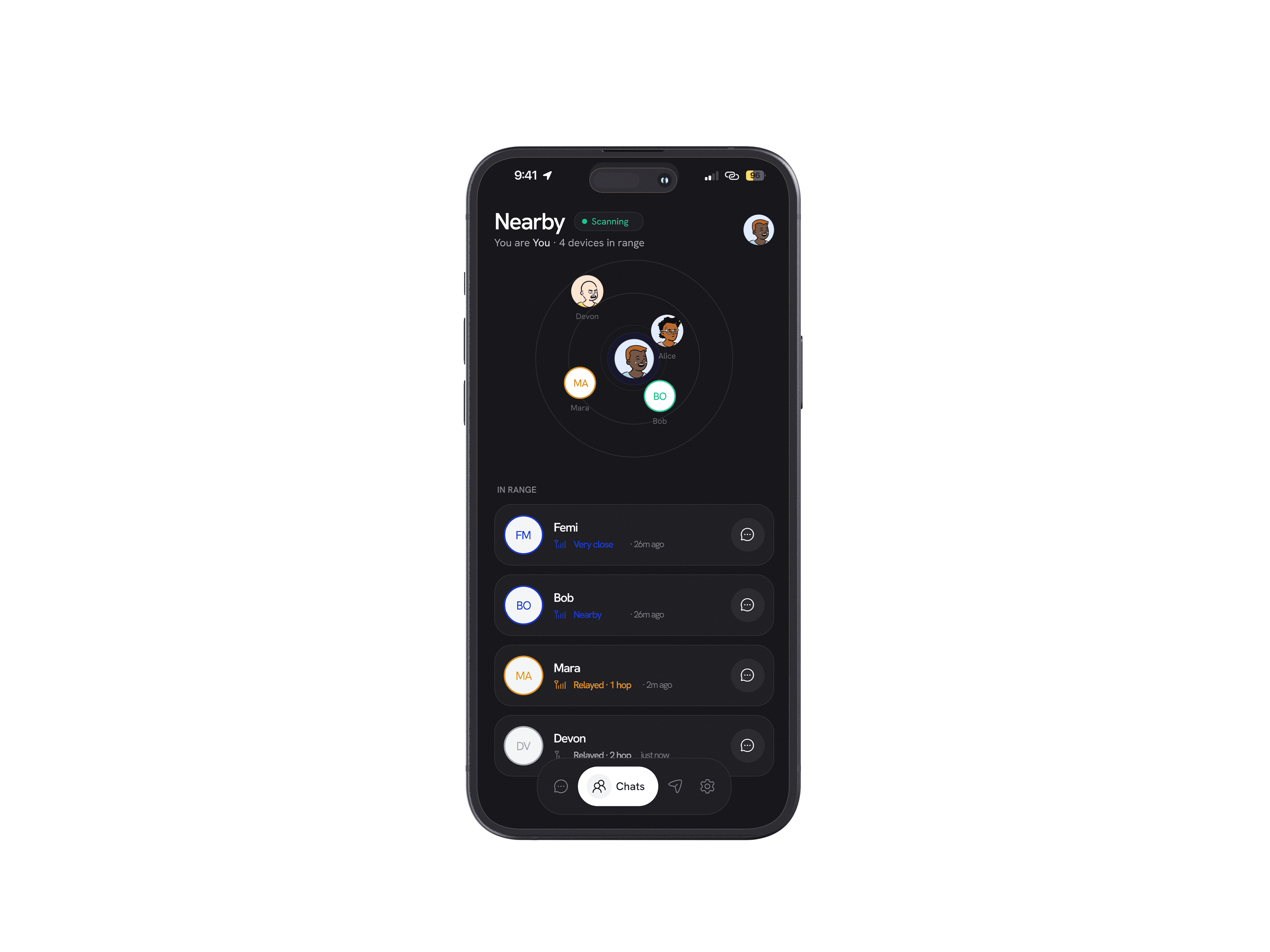 Hopper chats screen